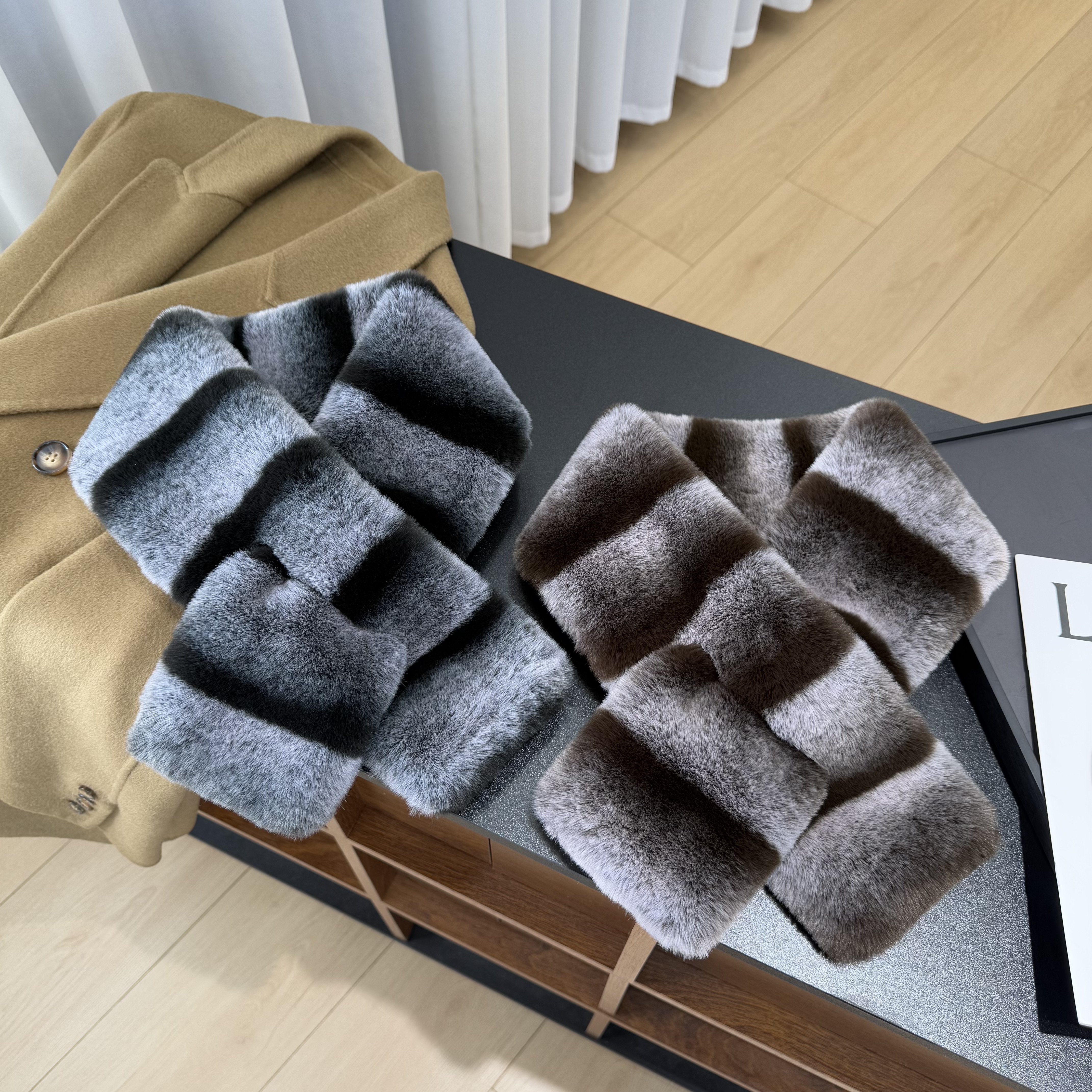 仿獭兔毛毛绒围巾冬季加厚保暖