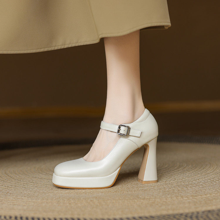 2026新款小个子粗跟防水台高跟鞋不累脚主持演出宴会单鞋女