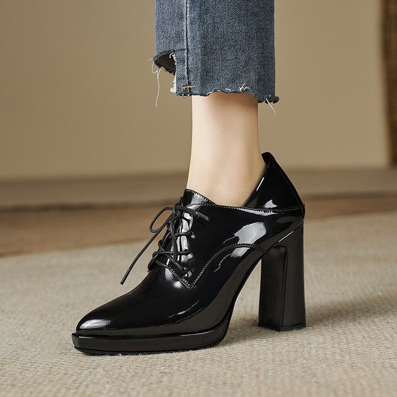 2025秋冬季新款女鞋尖头粗跟高跟鞋水台系带乐福鞋单鞋女,女鞋,深口单鞋,淘宝优惠券,粉丝福利购,淘宝优惠卷