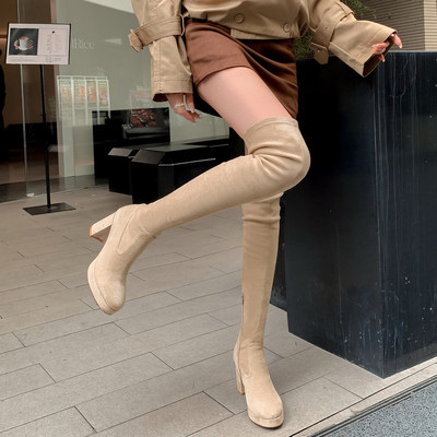 2025韩版防水台高跟弹力过膝靴小鸟腿瘦瘦靴巨好看长筒靴女