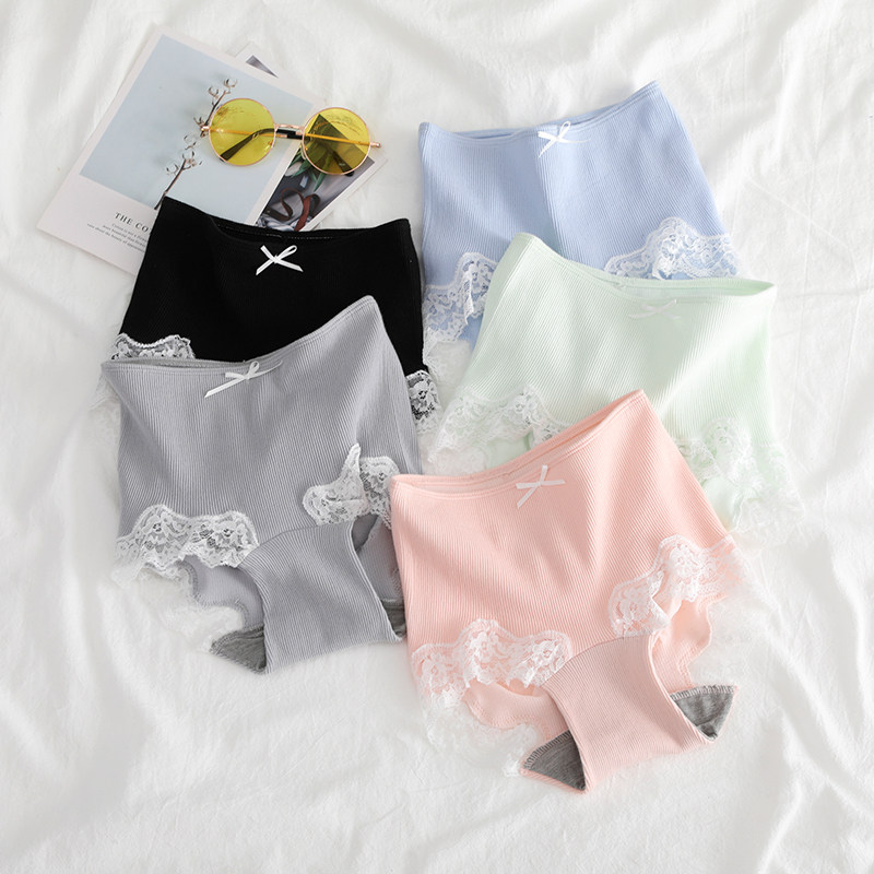 2条 PAPOSHOP内裤少女纯棉收腹中高腰日系性感蕾丝边无痕三角短裤,女士内衣/男士内衣/家居服,女三角裤,淘宝优惠券,粉丝福利购,淘宝优惠卷