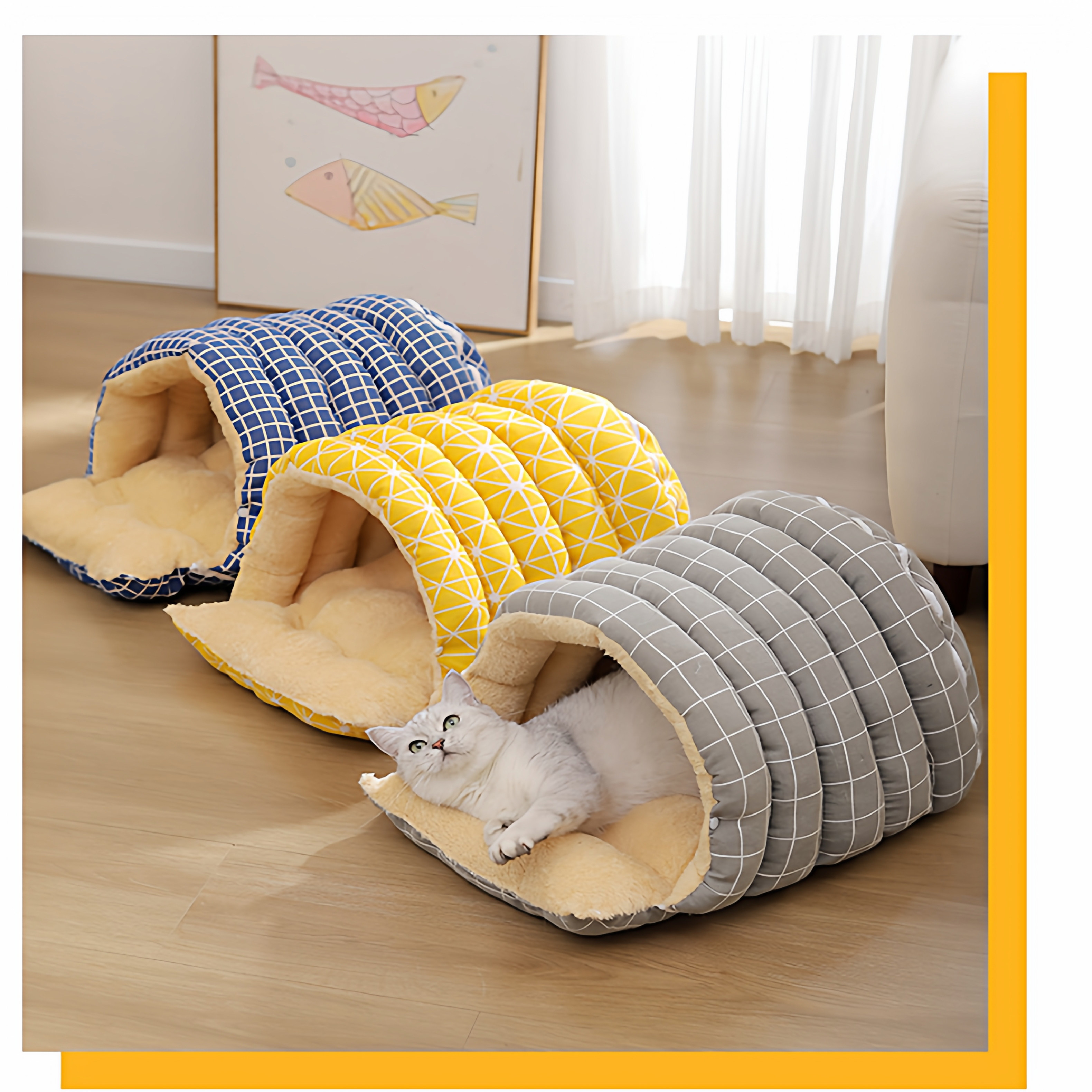 冬季猫窝钻洞半封闭窝加厚保暖可手提小狗狗窝毛绒猫窝睡垫