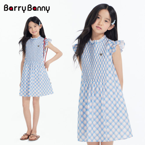 BarryBanny女童法式格纹连衣裙