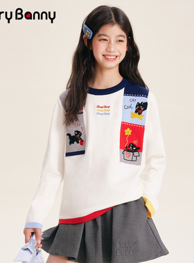 BarryBanny女童软糯毛衣2026春季新款中大儿童洋气时髦圆领针织衫