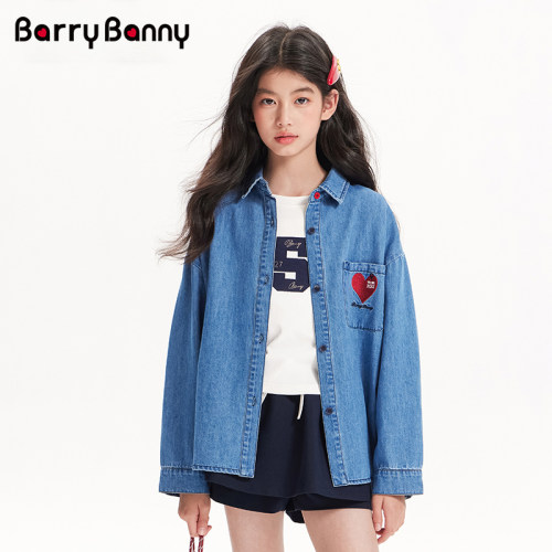 BarryBanny女童牛仔衬衫长袖外套