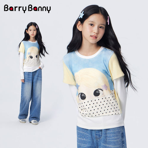 BarryBanny女童印花长袖T恤上衣