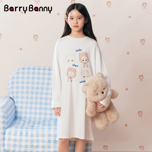 BarryBanny女童亲肤长袖睡裙睡衣