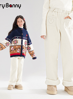 BarryBanny女童加绒直筒裤2026新款冬季儿童保暖长裤休闲宽松裤子
