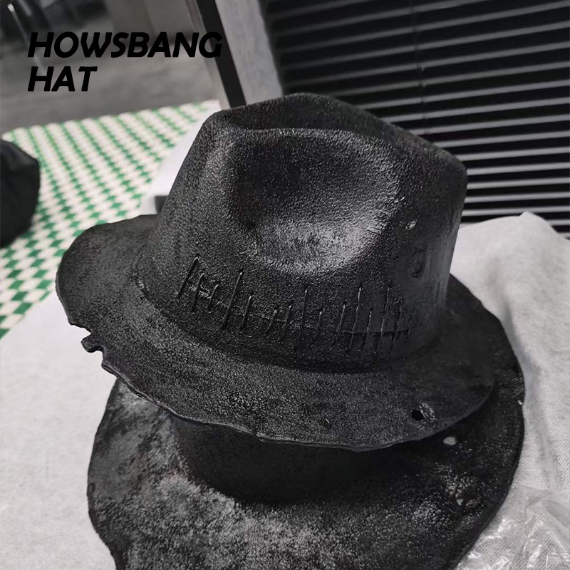 烧毁暗黑涂层走秀拍照时尚帽子