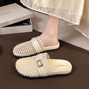 透气拖鞋 网纱包头拖鞋 款 春夏网面半拖2026新款 子 女一脚蹬懒人拖鞋