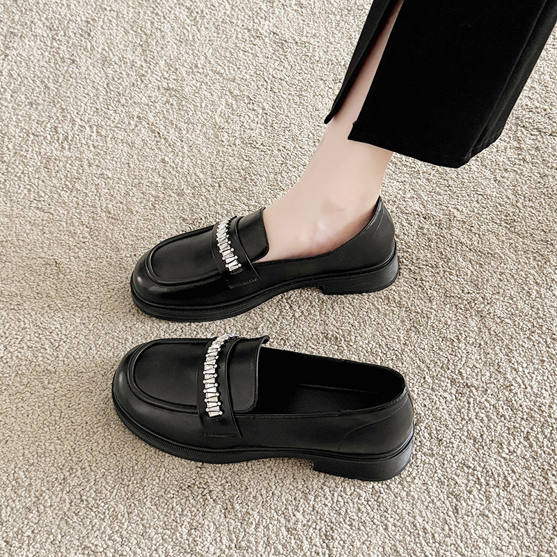 春秋单鞋女一蹬平底乐福鞋上班jk女鞋英伦风黑色小皮鞋百搭豆豆鞋,女鞋,乐福鞋（豆豆鞋）,淘宝优惠券,粉丝福利购,淘宝优惠卷