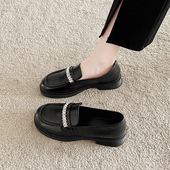 女一蹬平底乐福鞋 上班jk女鞋 英伦风黑色小皮鞋 春秋单鞋 百搭豆豆鞋