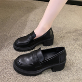 一脚蹬单鞋 jk女鞋 子 英伦风厚底增高小皮鞋 2025新款 春夏新款 乐福鞋