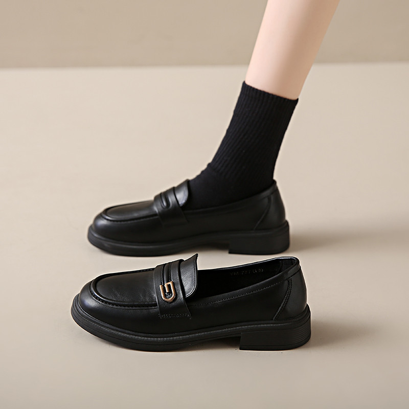 平底单鞋女英伦风黑色上班鞋一脚蹬百搭乐福鞋2026春秋新款小皮鞋,女鞋,乐福鞋（豆豆鞋）,淘宝优惠券,粉丝福利购,淘宝优惠卷