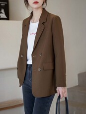 джинсовая ткань 早秋装2023年新款女装时尚休闲气质女神范英伦风咖色西装外套ins