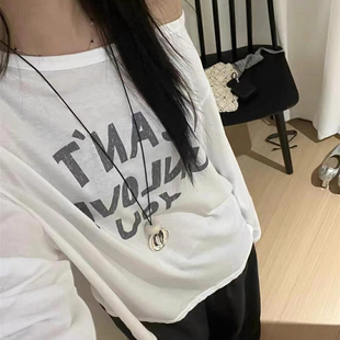 7779 英文字母印花大版 面膜T恤女欧洲站2025夏新款 欧货女装 打底衫