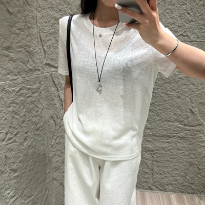 DW2026夏季新款时尚百搭洋气交叉圆领宽松显瘦洋气短袖T恤女7663