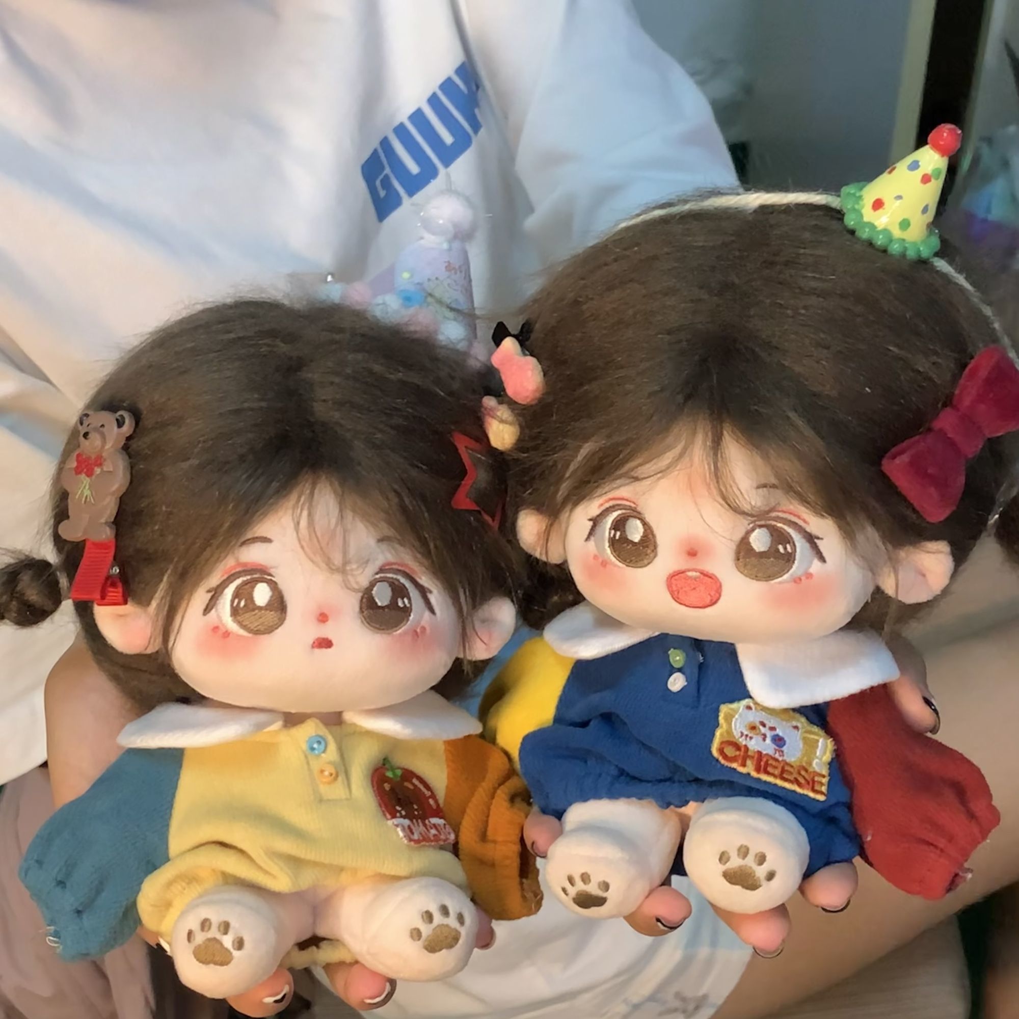 美式拼接卫衣 20cm棉花娃娃衣服百搭学院风卫衣娃衣单品现货