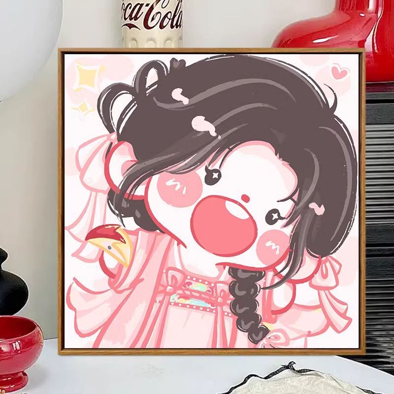 q版永夜星河凌妙妙diy数字油画填色手工绘儿童涂鸦丙烯油彩装饰画图片