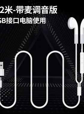 飚声 type-c接口耳机电脑安卓手机通用加长线入耳塞式扁头usb耳麦