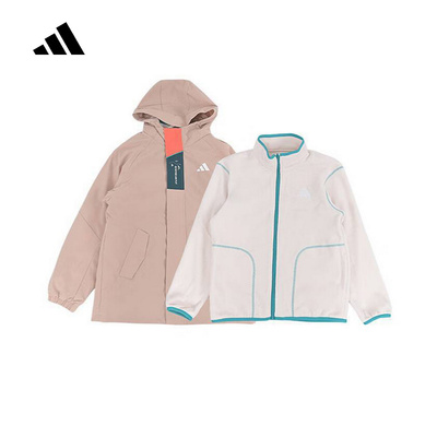 Adidas阿迪达斯男大童新款时尚两件套连帽夹克二合一外套KC0211