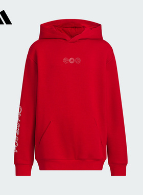 Adidas阿迪达斯男大童新款休闲舒适针织套头连帽运动卫衣JN4383