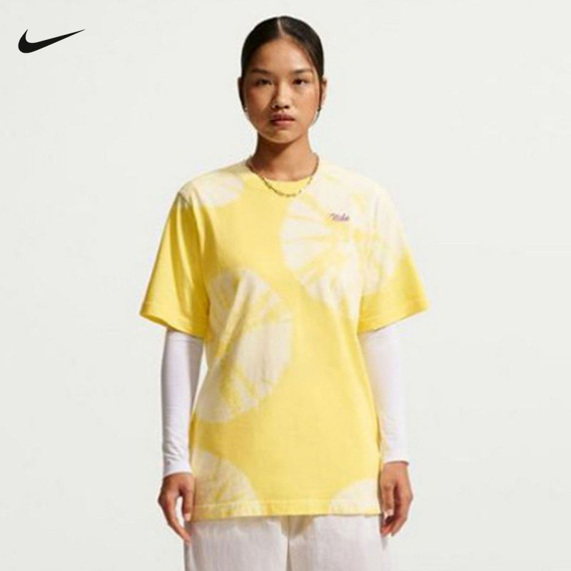 Nike耐克女子短袖上衣夏季透气圆领扎染度假风运动T恤IW1212-722
