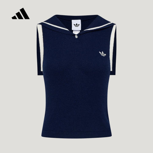 adidas阿迪达斯三叶草度假风POLO衫女RESORT S针织无袖上衣KX0744