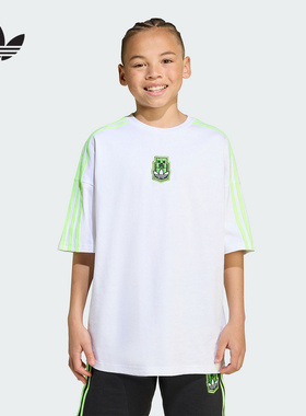 adidas阿迪达斯《我的世界》联名男大童短袖2025夏棉质T恤KD9830