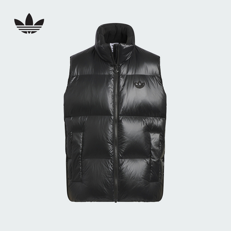 Adidas阿迪达斯新款男大童立领保暖舒适三叶草加厚羽绒马甲JC6799