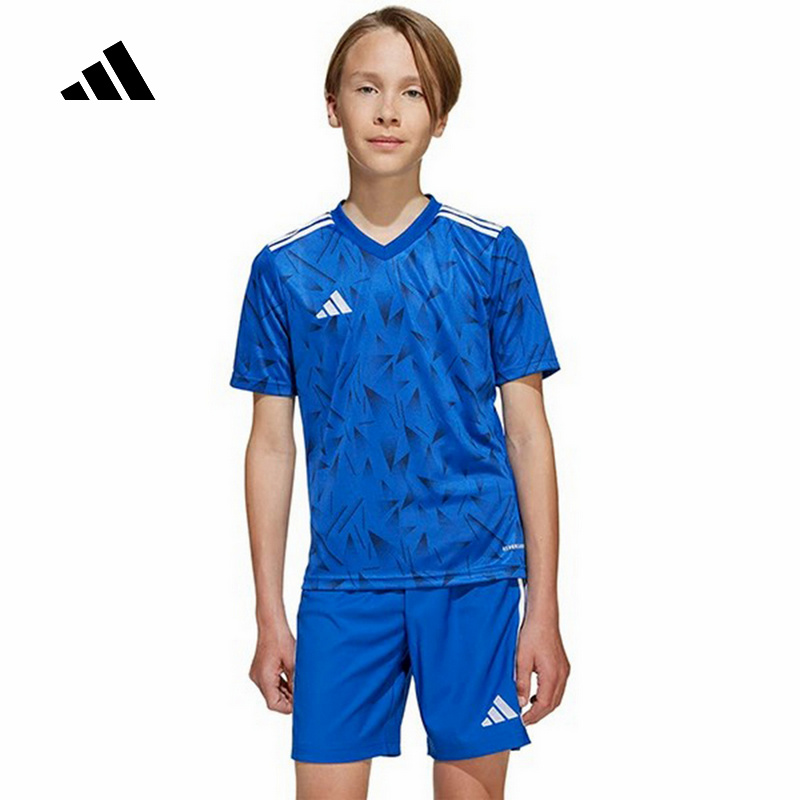 Adidas阿迪达斯男大童2025春新款休闲速干球服短袖足球T恤