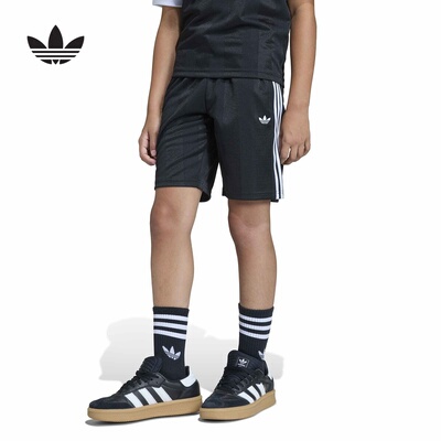 adidas阿迪达斯三叶草三条纹五分裤2026夏男大童足球短裤 KE2848