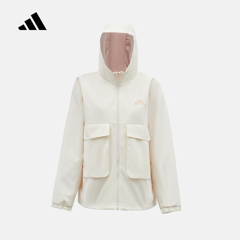adidas阿迪达斯大口袋连帽外套2026春防风女大童梭织夹克 KG5945,童装/婴儿装/亲子装,夹克/皮衣,淘宝优惠券,粉丝福利购,淘宝优惠卷