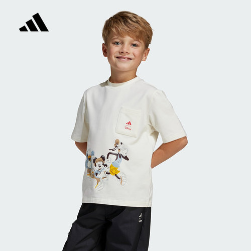 adidas阿迪达斯迪士尼联名男小童半截袖2025夏短袖T恤上衣JF3642