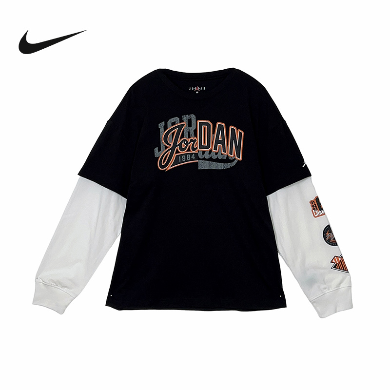 Nike耐克男童新款休闲长袖T恤运动时尚舒适透气上衣IQ5335-045