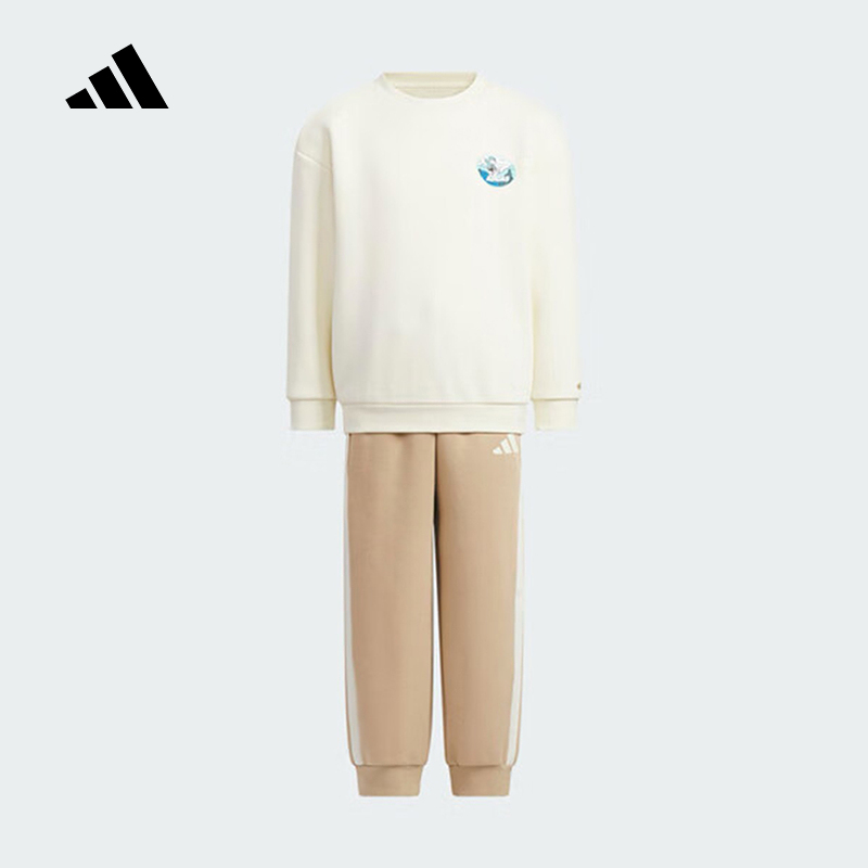 adidas阿迪达斯男女小童套头卫衣长裤两件套2025冬运动套装KC2823