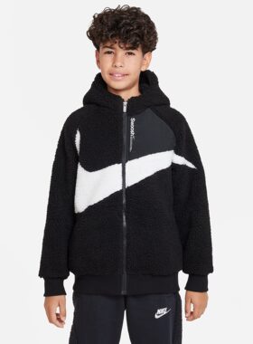 Nike耐克男大童2025年冬新款仿羊羔绒连帽夹克加绒外套FD4954-010