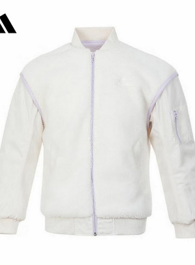 阿迪达斯童装25春新款女童仿羊羔毛棉服夹棉保暖棒球服外套JN4374