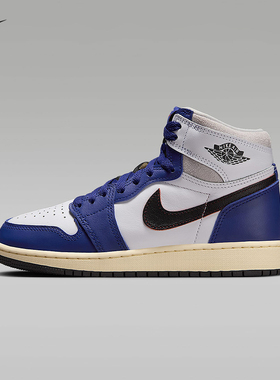 耐克女鞋Air Jordan 1 High OG AJ1白蓝高帮复古篮球鞋FD1437-100