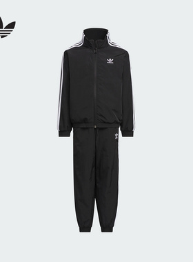 Adidas阿迪达斯男小童新款百搭三叶草休闲舒适长袖运动套装KS0618
