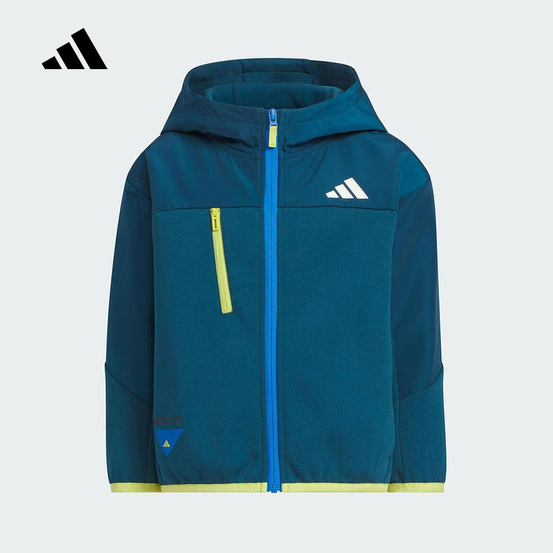 adidas阿迪达斯男小童拼色百搭潮流连帽外套秋新款针织夹克KF4951,童装/婴儿装/亲子装,夹克/皮衣,淘宝优惠券,粉丝福利购,淘宝优惠卷