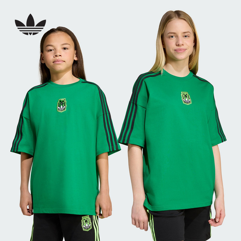 adidas阿迪达斯三叶草大童2025新款GFX TEE运动休闲短袖T恤KD9829