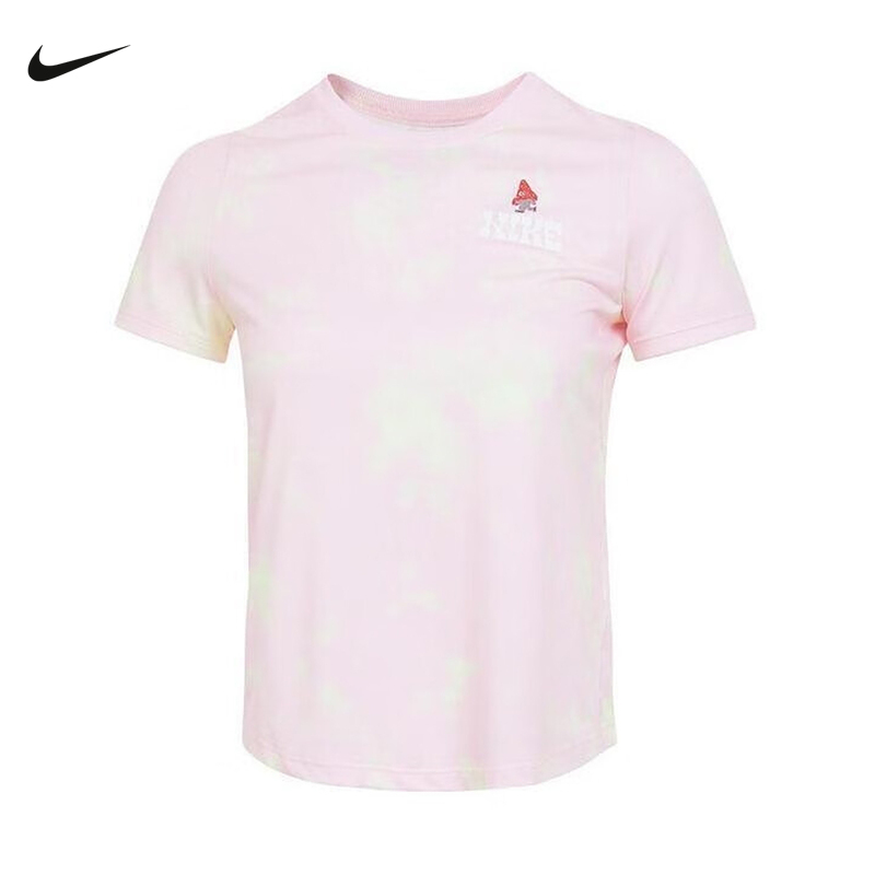 Nike耐克女童DRI-FIT大童速干短袖上衣夏季印花针织T恤IF0603-663