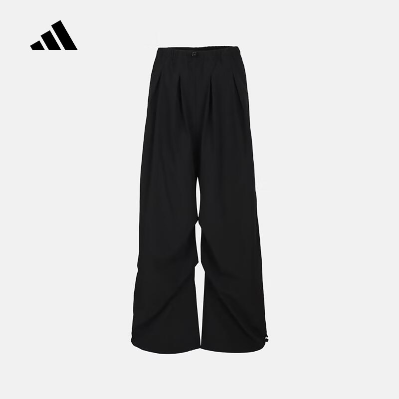 adidas阿迪达斯长裤黑色伞兵裤子抽绳收口宽松休闲运动裤KU7997