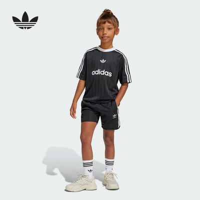 adidas阿迪达斯男女小童三叶草两件套装夏新款速干短袖短裤JC7870