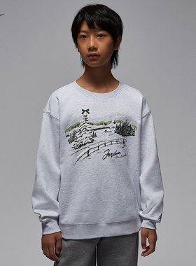 耐克JORDAN大童时尚圆领卫衣25冬新款男童针织加绒上衣IQ9985-051