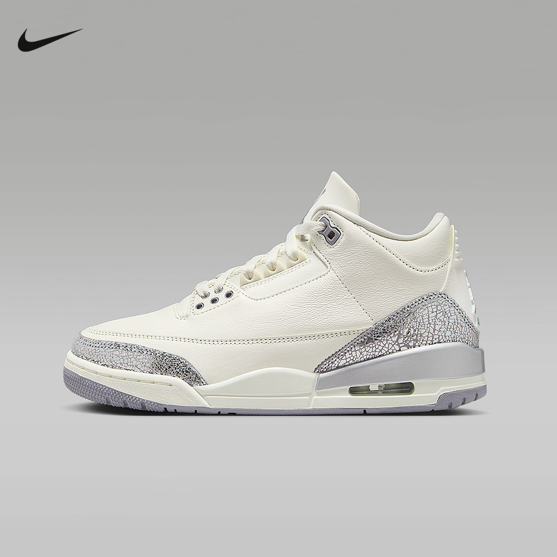 Nike耐克2025夏季新款女子AJ3白灰色复古篮球鞋板鞋CK9246-100