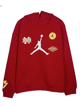 NIKE耐克Jordan卫衣童装26春季新款红色针织运动套头衫IU5377-687