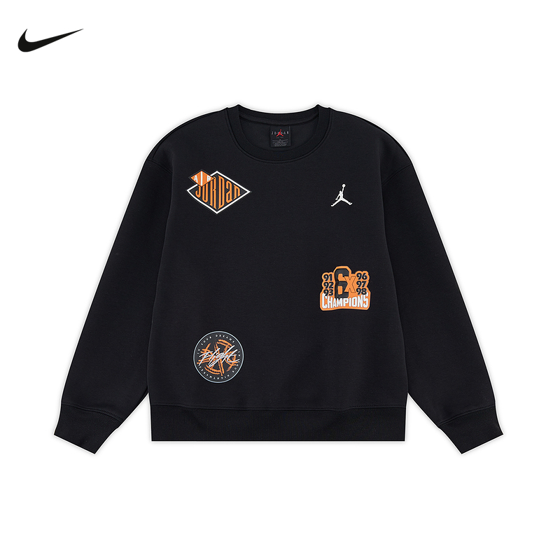 JORDAN耐克男女大童校园风圆领卫衣图案印花针织套头衫IO6197-045