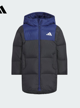 adidas阿迪达斯儿童中长款保暖连帽羽绒服运动休闲外套KB5124